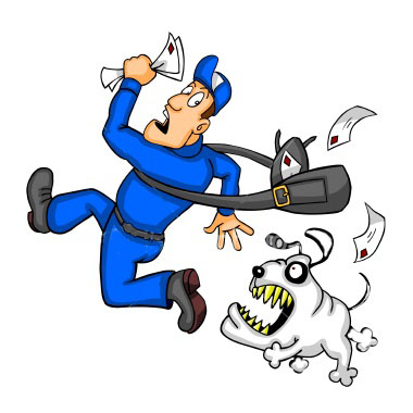 post man running from dog
